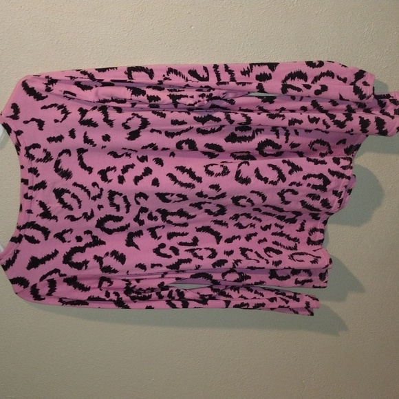 Seed to Style Organic Cotton Angled Hemn Leopard Print Pink Top L - Picture 7 of 7